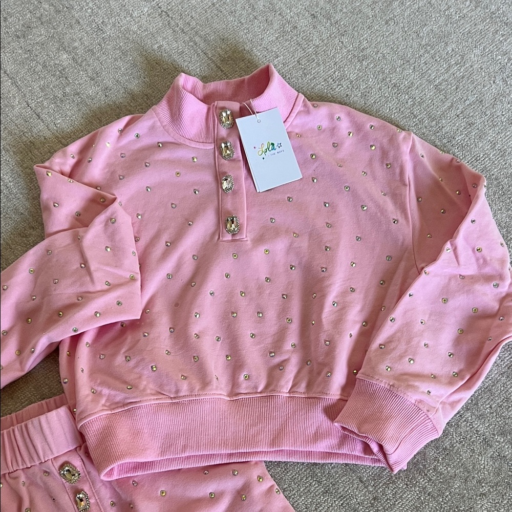 Lola + The Boys Pink Gem-Studded Top & Shorts Set